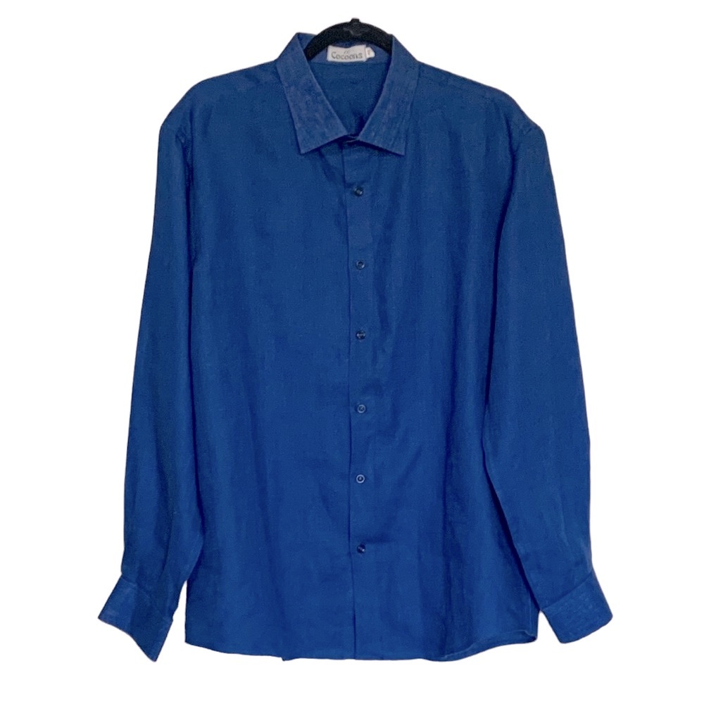 Cocoons Men’s Blue Linen Shirt Size XL